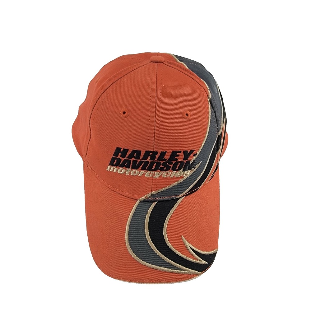HARLEY-DAVIDSON MOTORCYCLES hat licensed orange adjustable cap - 100% cotton
